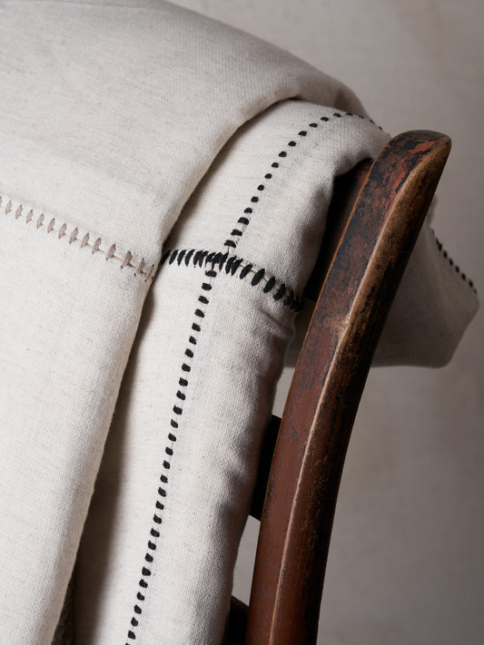 'Saddle Stitch' Linen Throw Blanket